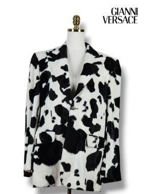 Versus Gianni Versace Cow Print Blazer 1990s Vintage Italy IT 48 Women's M/L